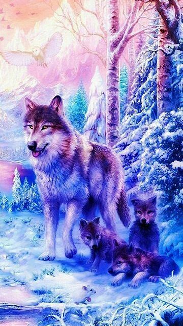 Mom And Pup Waiting For The Pack Wolf Painting