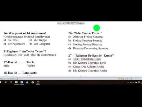 9.Sınıf Almanca Yazılı /Sınav - YouTube