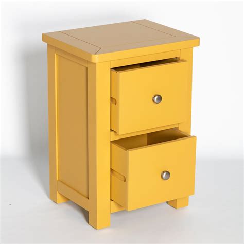 Duchy Yellow 2 Drawer Bedside Table Nightstand Fully Assembled