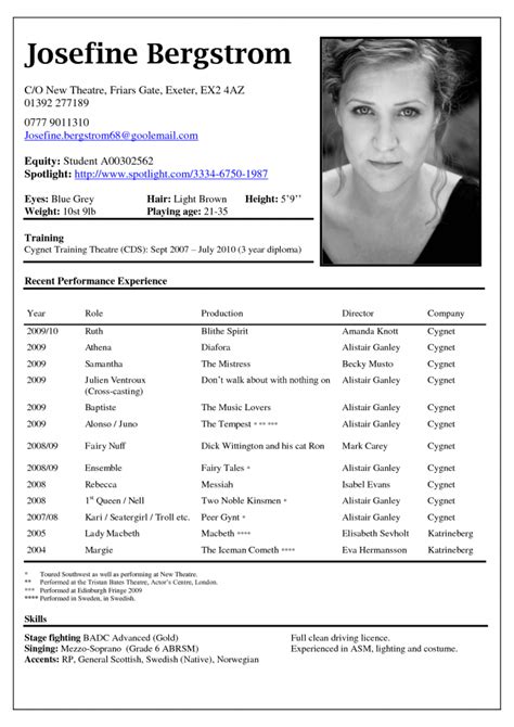 Resume Examples Please Check Here Specially For Acting Resume Example