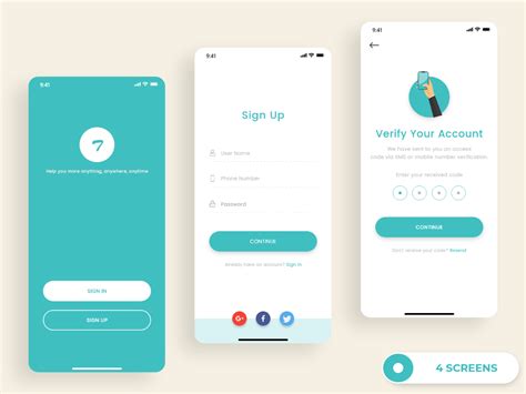 4 Screens Concept For Sign Up Flow Uplabs
