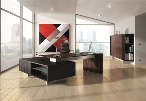Wood Veneer Executive Desk With Shelves Modi Wood Veneer Office Desk