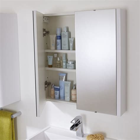 Milano Ren White Modern Wall Hung Bathroom Mirrored Cabinet 650mm X