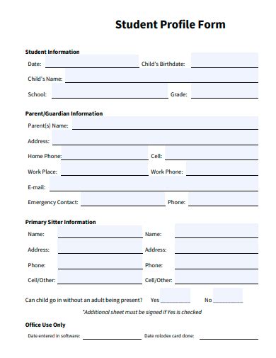 Free 33 Profile Form Samples In Pdf Ms Word