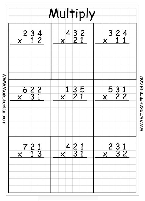 Multiplication 3 Digit By 2 Digit Twenty Two Worksheets Free