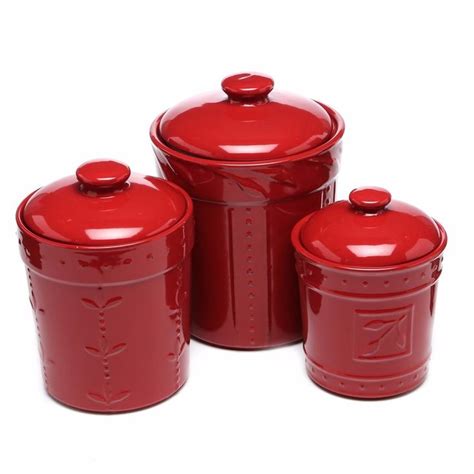 Sorrento Canisters 3pc Antiqued Finish Red Storage Jars Italian Pottery