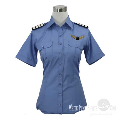 Blue Pilot Shirts 50 Cotton 50 Polyester Pilot Shirts Womens