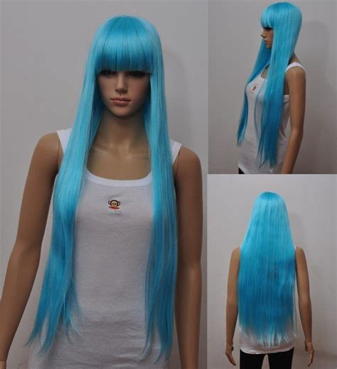 Light Blue Wigs Long Straight Hair Halloween Wig Party Wig Cosplay Wigs