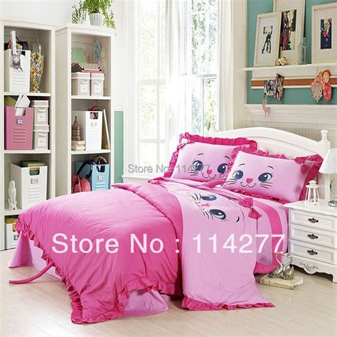 Brand logo hello kitty bedding set children cotton bed. Free shipping High quality 100%Cotton Pink ruffled hello ...