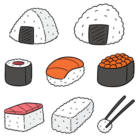 Vector set of japanese food Vector | Premium Download