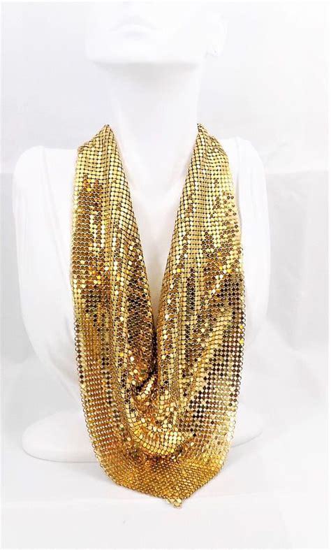 Whiting And Davis Gold Mesh Bib Necklace Mesh Cowl Necklace Etsy