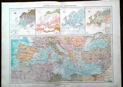 CARTA GEOGRAFICA ANTICA ITALIA MINERALI E INDUSTRIE De Agostini Antique Map EUR