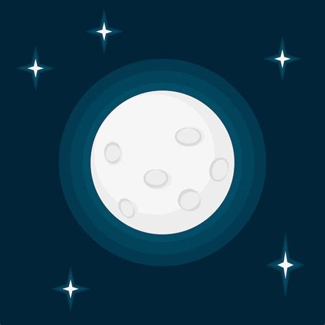 Premium Vector Night Sky Moon And Stars In Flat Style