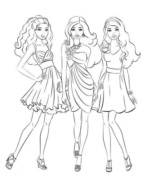 Three Barbie Maid Of Honor Coloring Pages Barbie