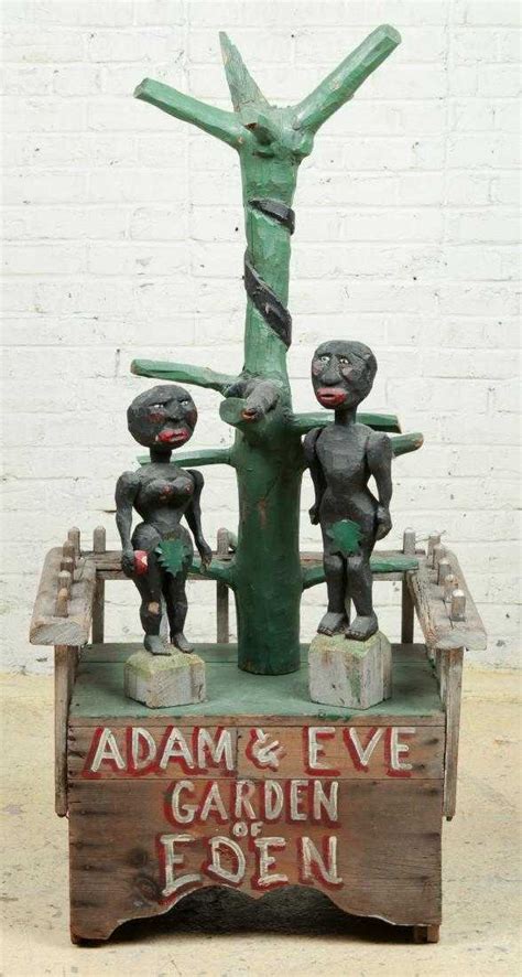 African American Folk Art Sculpture Of Adam And Eve