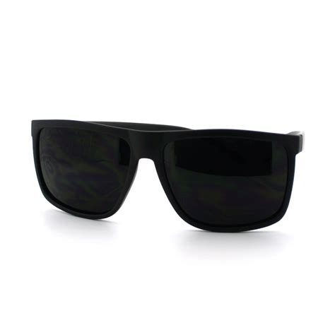 Super Dark Black Lens Mens Sunglasses Classic Square Frame