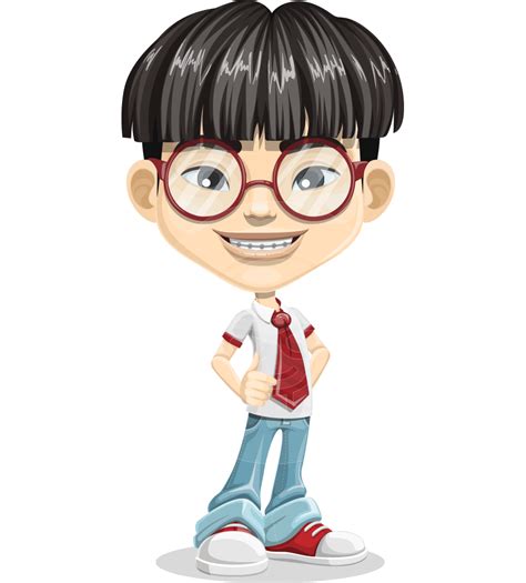 Asian School Boy Cartoon Vector Character Graphicmama Cartoon Boy