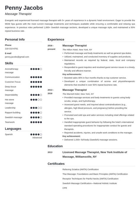 Massage Therapist Resume Templates Resumeaqu