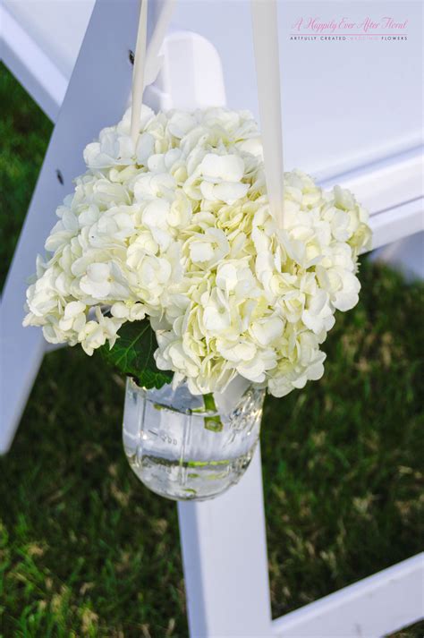 Hydrangeas In Mason Jar For Aisle Markers Flowers A Happily Ever