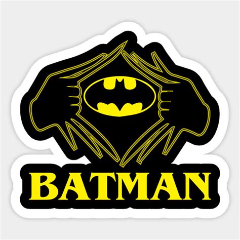 Batman Sticker With The Word And Symbol In Yellow Black And Yellow