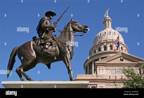 Statue In Front Of The State Capitol Building In Austin Tx Stock Photo
