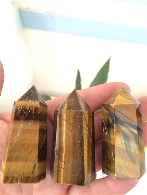 3 Natural Tiger S Eye Quartz Crystal Wand POINT Samples HEALING In