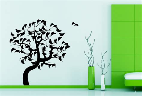 Vinyl Wall Decals Windy Tree Design Sticker