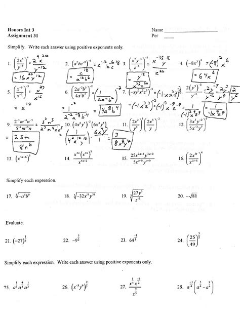 Exponents And Exponential Functions Worksheets