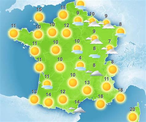 Le dessin de la carte de france montre tous les départements français. Météo du 31 octobre : il fait beau partout, sauf à Lyon
