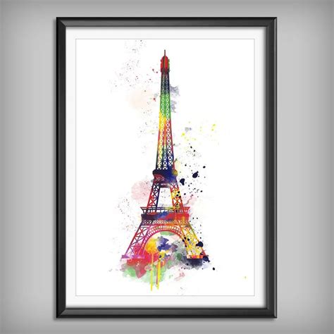 Eiffel Tower Paris Wall Art Multicolour Art Watercolour Etsy Uk