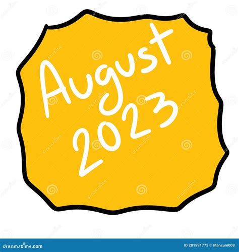August 2023 Calendar On Yellow Background Stock Illustration