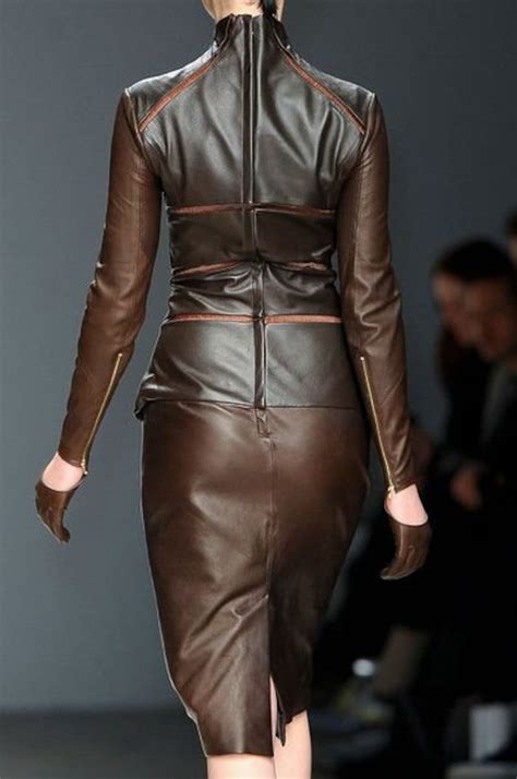 Womengirls Leather Dress Chocolate Brown Cat Suit Etsy