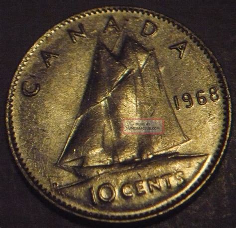 1968 Canada Uncirculated 10 Ten Cents Minted At Philadelphia Issue