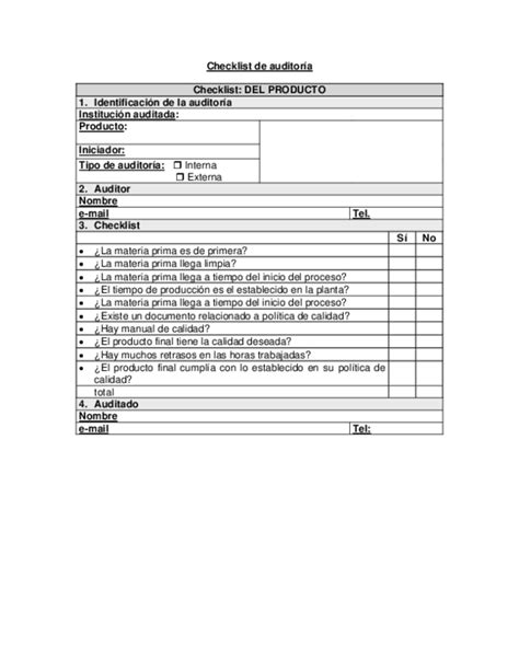 Doc Checklist De Auditoría Checklist Del Producto Paqo Vargas