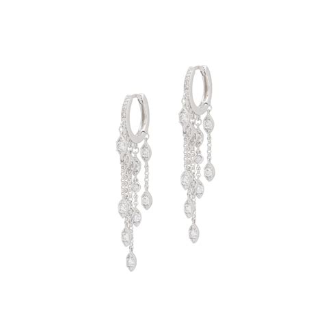 Diamond Mini Round Drop Chain Earrings Be Loved Jewelry