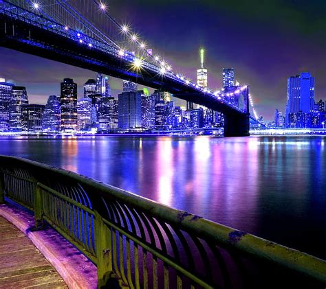 New York Bridge At Night Wallpaper