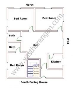 2 bedroom house plans | family home plans South facing Houses Vastu plan 2 | Vasthurengan.Com