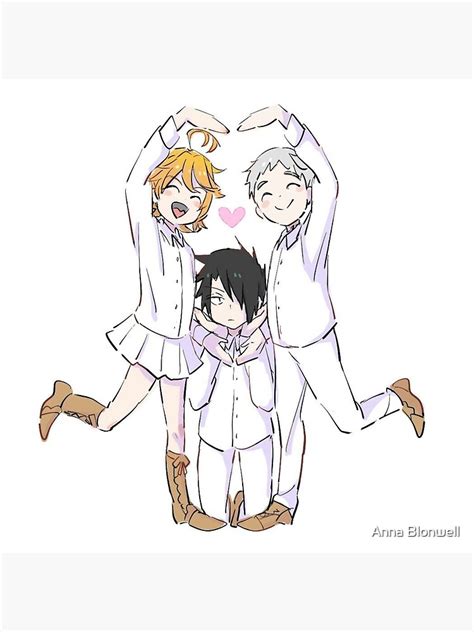 the promised neverland cute ray emma et norman poster for sale by shindouart redbubble
