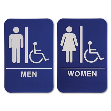 Blue Ada Handicap Restroom Sign Set Name Tag Wizard
