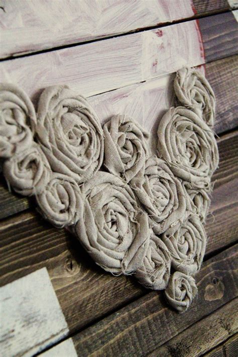 Big fabric flowers for wall. DIY Wall Art ~ LOVE - Shanty 2 Chic