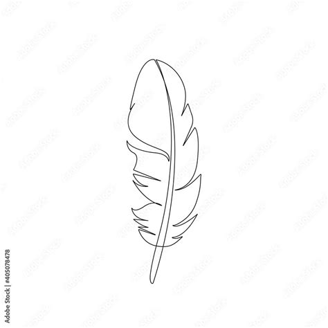 Feather Continuous One Line Drawing One Line Feather Abstract Illustration Minimalist Design