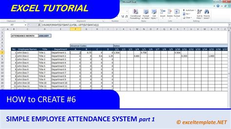How To Create A Simple Excel Employee Attendance Tracker Spreadsheet