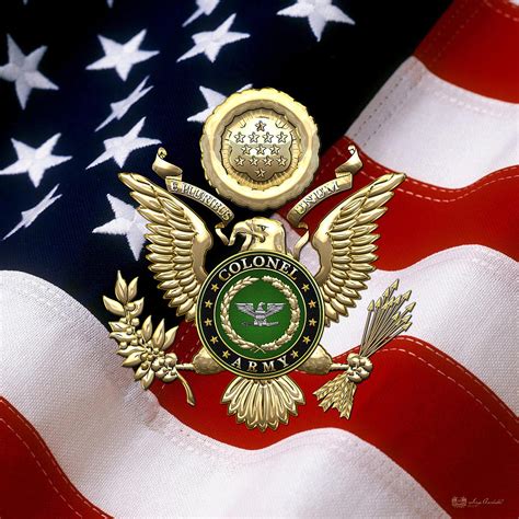 U. S. Army Colonel - C O L Rank Insignia over Gold Great Seal Eagle and