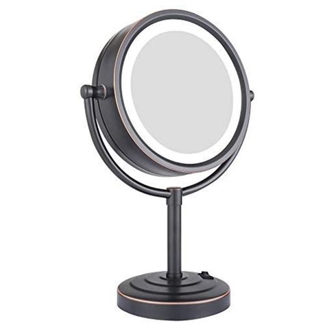 gurun 8 inch tabletop double sided led lighted makeup mirror with 10x magnification oil rubbed