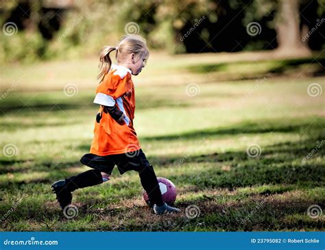 Young Girl Playing Soccer Stock Photography Image 23795082