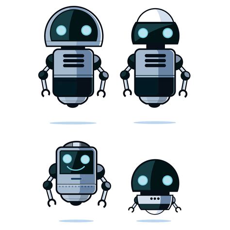Conjunto De Robots De Dibujos Animados En Estilo Plano 1073536 Vector