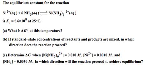 Equilibrium constant from delta g. Solved: The Equilibrium Constant For The Reaction Is K1 ...