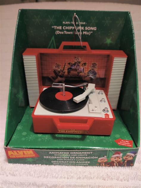 Alvin And The Chipmunks Animated Record Player Christmas Ornament 2015