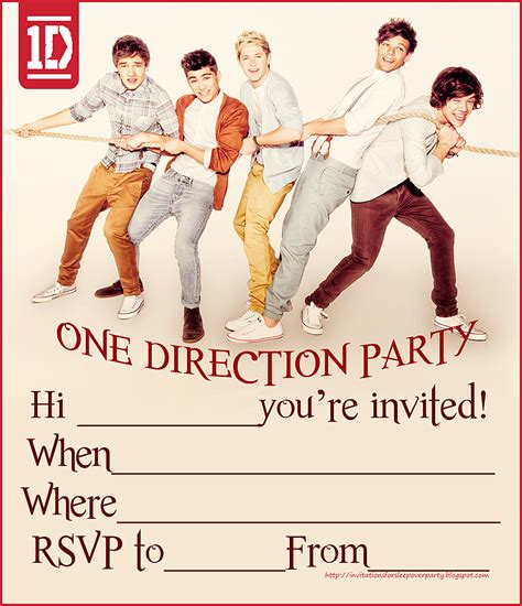 1d One Direction Party Invitations Freepng 932×1082 Pixels