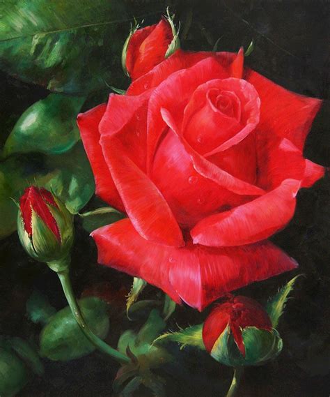 40 Beautiful and Realistic Flower Paintings for your ...